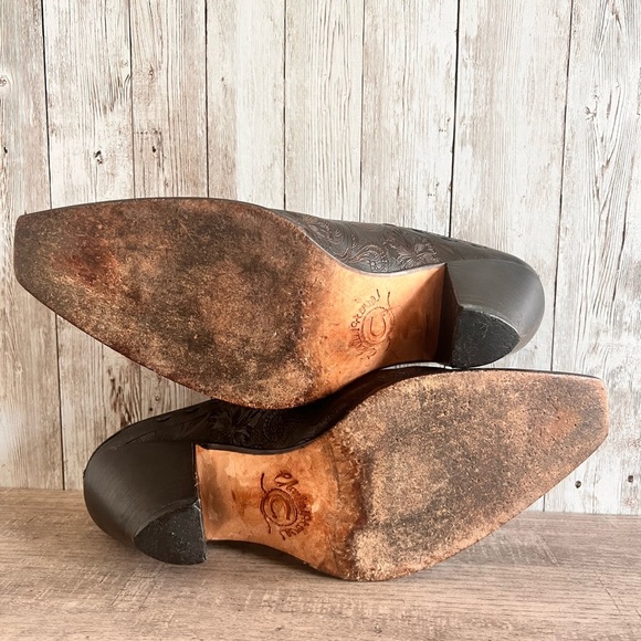 Lucchese Charlie Horse Vintage Embossed Leather Western Mules Womens Size 7 - Picture 7 of 9